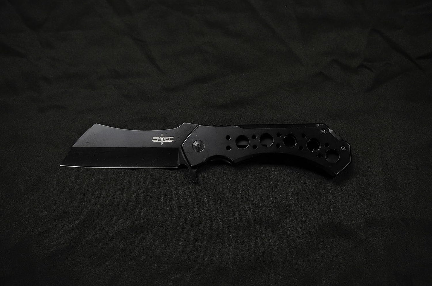 S-TEC 12-inch Rugged Chef Field Tactical Folding Cleaver (Matte Black)