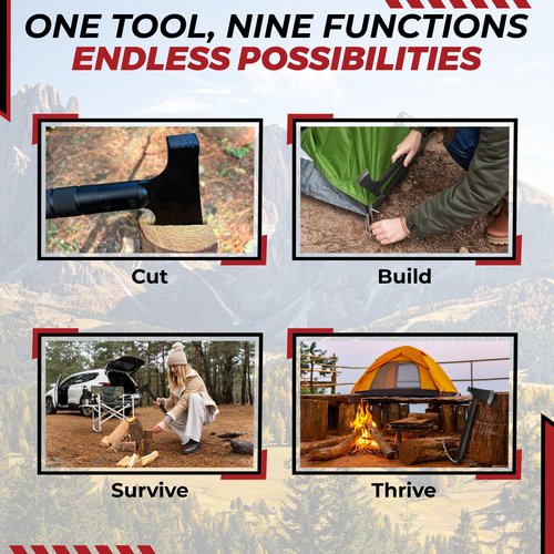 Bushcraft Hatchet - Multi-Tool Camping Hatchet with Firestarter and Saw | Portable Survival Gear | Hiking and Emergency Tools | All-in-One Backpaging Axe for Outdoor Adventures