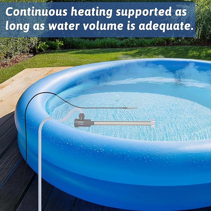 3000W 240V Titanium Immersion Water Heater Portable Electric inflatable pool & Hot Tub Submersible Water Heater with Temp Control, GFCI for above ground pool, Baptistry, baptism pool & spa