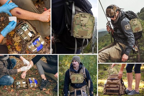PETAC GEAR Large Size Tactical Rip Away Medical IFAK Pouch Tear Off First Aid EDC Pouches Molle & Belt Outdoor Emergency Survival Bag (MC-L)