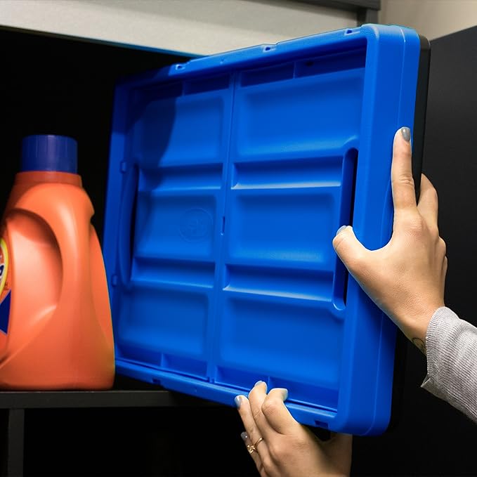 CleverMade Collapsible Storage Bins - Royal Blue 3 Pack 62L - Stackable Containers Heavy Duty Capacity Folding Crates - Space-Saving for Home