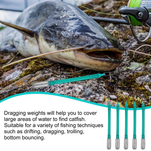 Dragging Weights for Catfishing Trolling, Drifting Dragging Sinkers Drag Weight Catfishing No Snag Sinker for Bottom Bouncing Catfish Fishing Slip Stick Catfish Dragging Weights(1.5oz-5pcs)