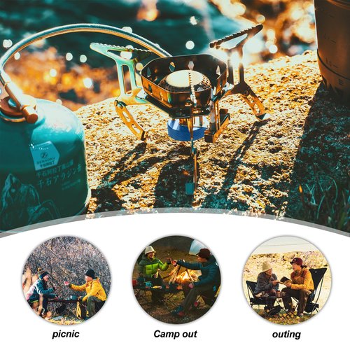 Widesea 3500W Windproof Camp Stove,Camping Gas Stove, Small Camping Stove with Piezo Ignition,Portable Collapsible Stove for Outdoor,Picnic, and Backpacking Hiking
