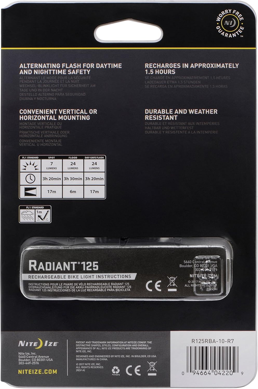NITE IZE Red Radiant 125 Rechargeable Bike Light