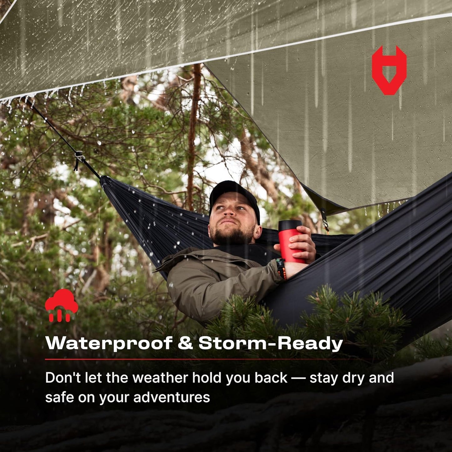 Rain Fly12x10 Lightweight Survival Camping Tarp; 100% Waterproof; Makes a Great Backpacking Tarp or Hammock Shelter; Comes in Multiple Colors, Survival Bracelet Included; Grey