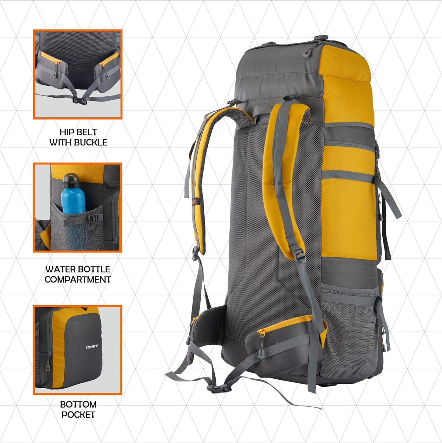STONEX 60 Ltr Travel Backpack Trekking Rucksack bag for Men & Women Travel Camping Hiking Backpack, Sky Blue