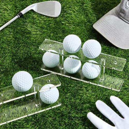Silipull 1 Pc Golf Ball Display Rack 8 Balls Clear Acrylic Golf Case Holder Small Table Tennis Display Stand Shelf Double Layer