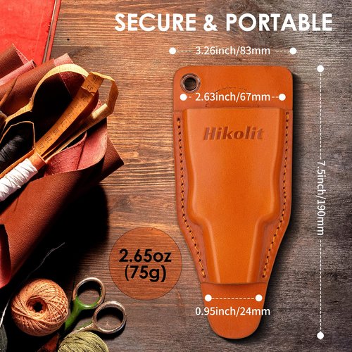 Hikolit Fishing Pliers Sheath with Spring Steel Belt Clip and Coiled Lanyard, Cowhide Leather Holsters for Most Fishing Pliers
