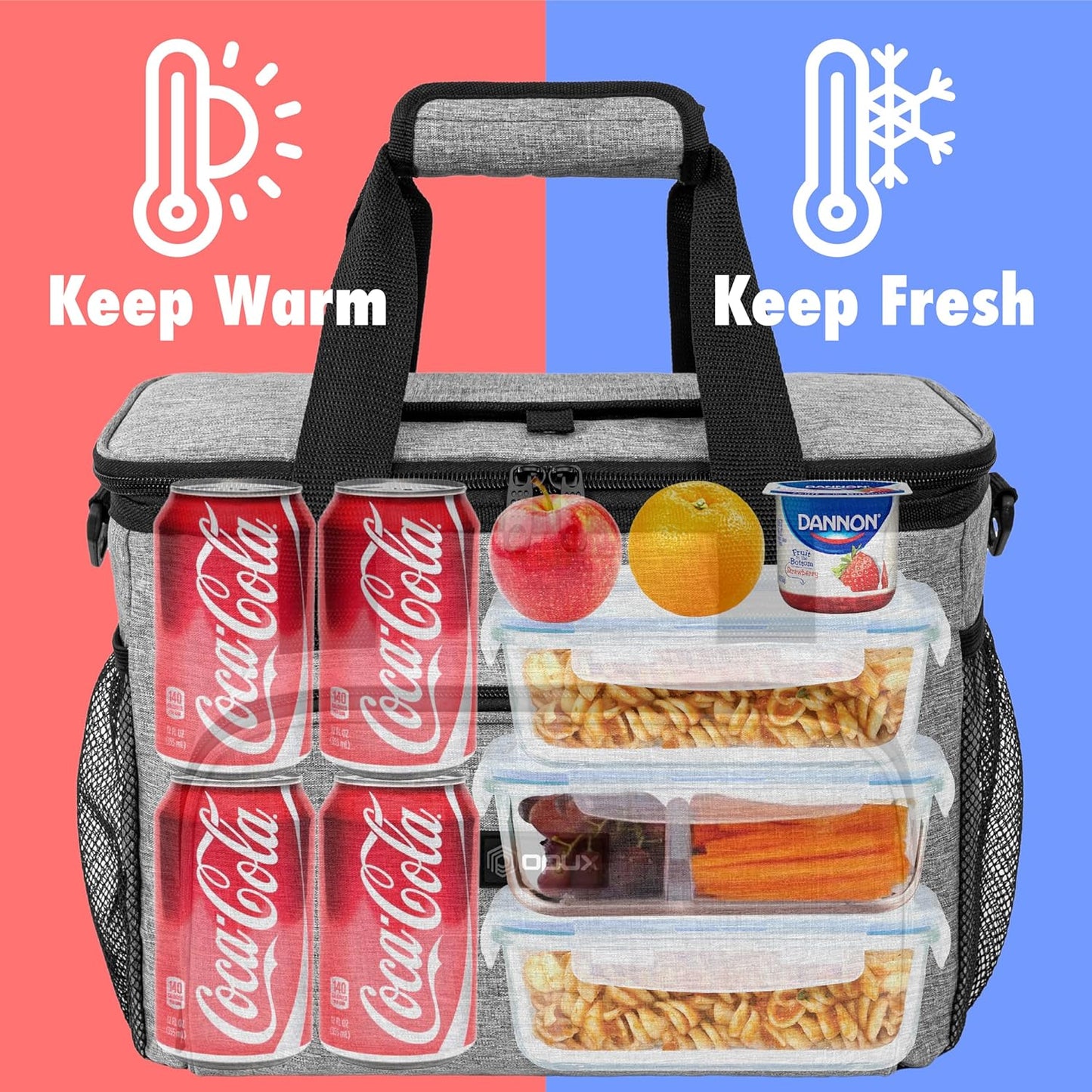 OPUX Soft Cooler Bag, Insulated Collapsible Lunch Cooler Bag for Men Work Camping Beach Travel, Portable Soft Sided Leakproof Waterproof Large Lunch Bag Box with Shoulder Strap 18 Cans, Heather Navy