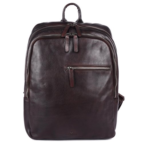 VILENCA HOLLAND 15 Inch Genuine Leather Backpack for Women and Men, Brown Leather Backpack with Adjustable Shoulder Strap