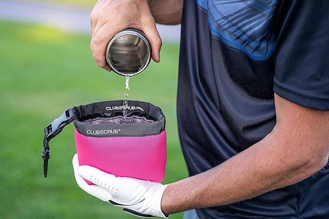 Golf Club and Golf Ball Cleaning Bag, Waterproof Clean Face Technology Liner, Detachable Clip, Machine Washable, Cleans Club Grooves, Dry Exterior (Neoprene or Microfiber Option Available)
