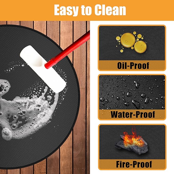Fire Pit Mats for Under Fire Pit Compatible with Solo Stove Bonfire Accessories Compatible with Solo Stove, 3-Layer Esay to Clean Grill Mats for Outdoor Grill to Protect the Deck, Patio, 47in