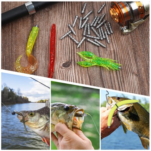 50pcs Fishing Nail Weights Kit Insert Sinkers Wacky Worm Weights for Bass Fishing Soft Plastic Lures Nail Sinkers Wacky Rig Neko Rig Insert Pencil Sinker Weight Kit 4 Sizes