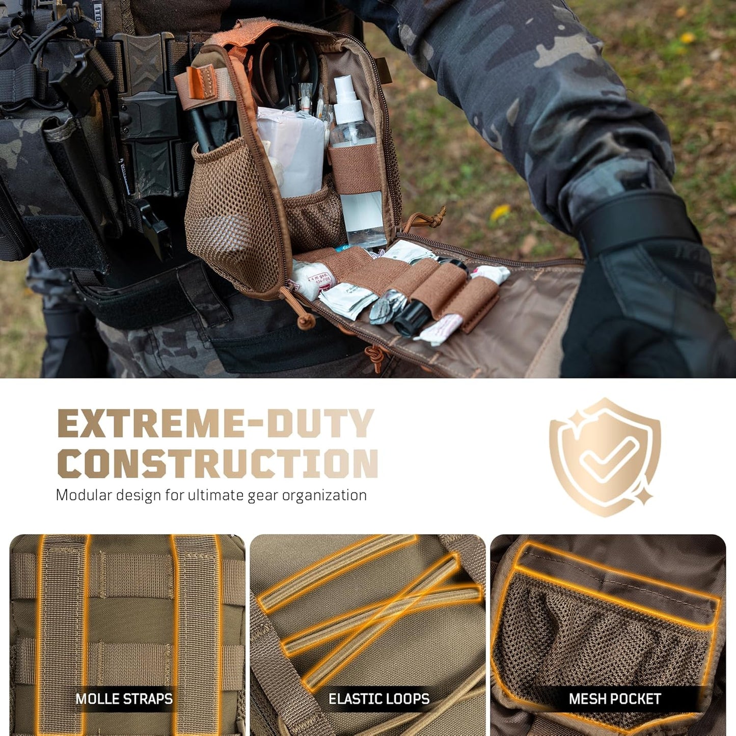 OneTigris IFAK Pouch - Large IFAK Molle Pouch Empty First Aid Bags Only Medical Trauma Kit Bag EMT Pouch MED Waist Bag for Outdoor