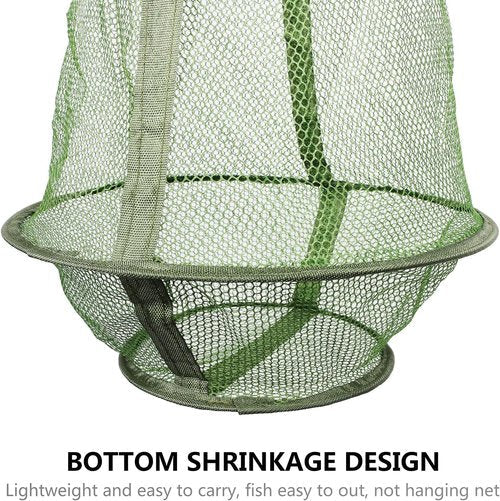 Collapsible Fish Basket Mesh Fish Trap Portable Fish Cage Foldable Fishing Keep Net for Keeping Fish Alive, Bait Storage Crayfish Crab Minnows Shrimps Lobsters