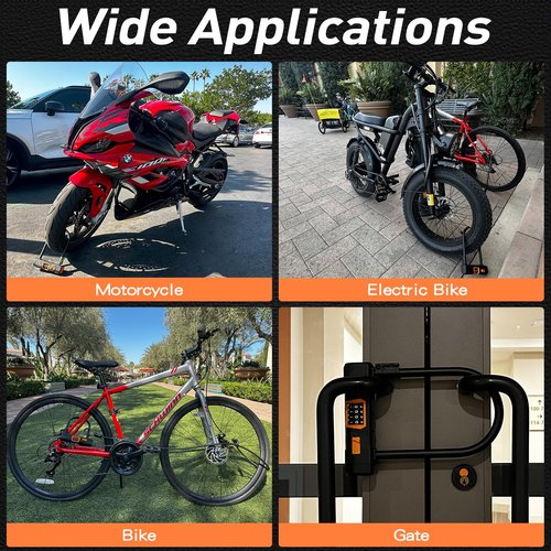RunPig Bike U Lock with Steel Cable, Heavy Duty Anti-Theft Bike U Lock, 4-Digit Resettable Combination Lock for Bicycle, E-bike, Motorcycle, Escooter, Electric Moped Lock, Bike Accessories, Combo Lock