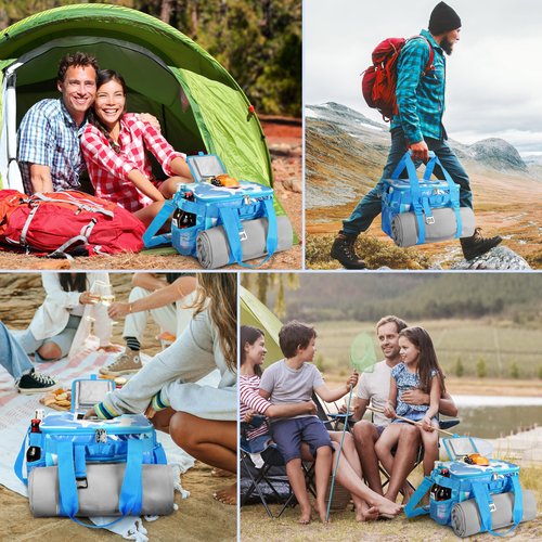 Tirrinia Soft Cooler Bag 24 Cans, Insulated Leakproof Portable Cooler with Lightweight & Adjustable Strap - Small Beach Cooler for Camping, Travel, Car, Picnic, Lunch Cooler Box, Blue Camo