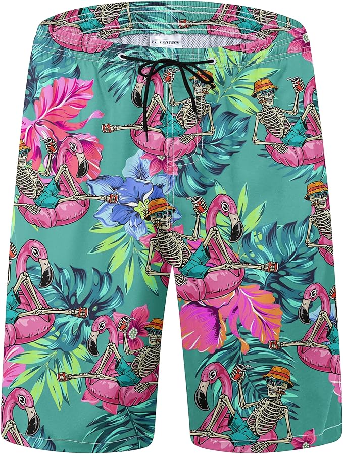 Mens Swim Trunks Quick Dry Board Shorts with Mesh Lining, Breathable Surf Beach Shorts Swimwear Bathing Suits