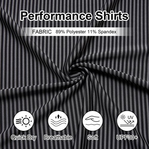 YAMXDM Golf Shirts for Men Moisture Wicking Short Sleeve Performance Sport Casual Striped Collared Mens Polo Shirt Black L