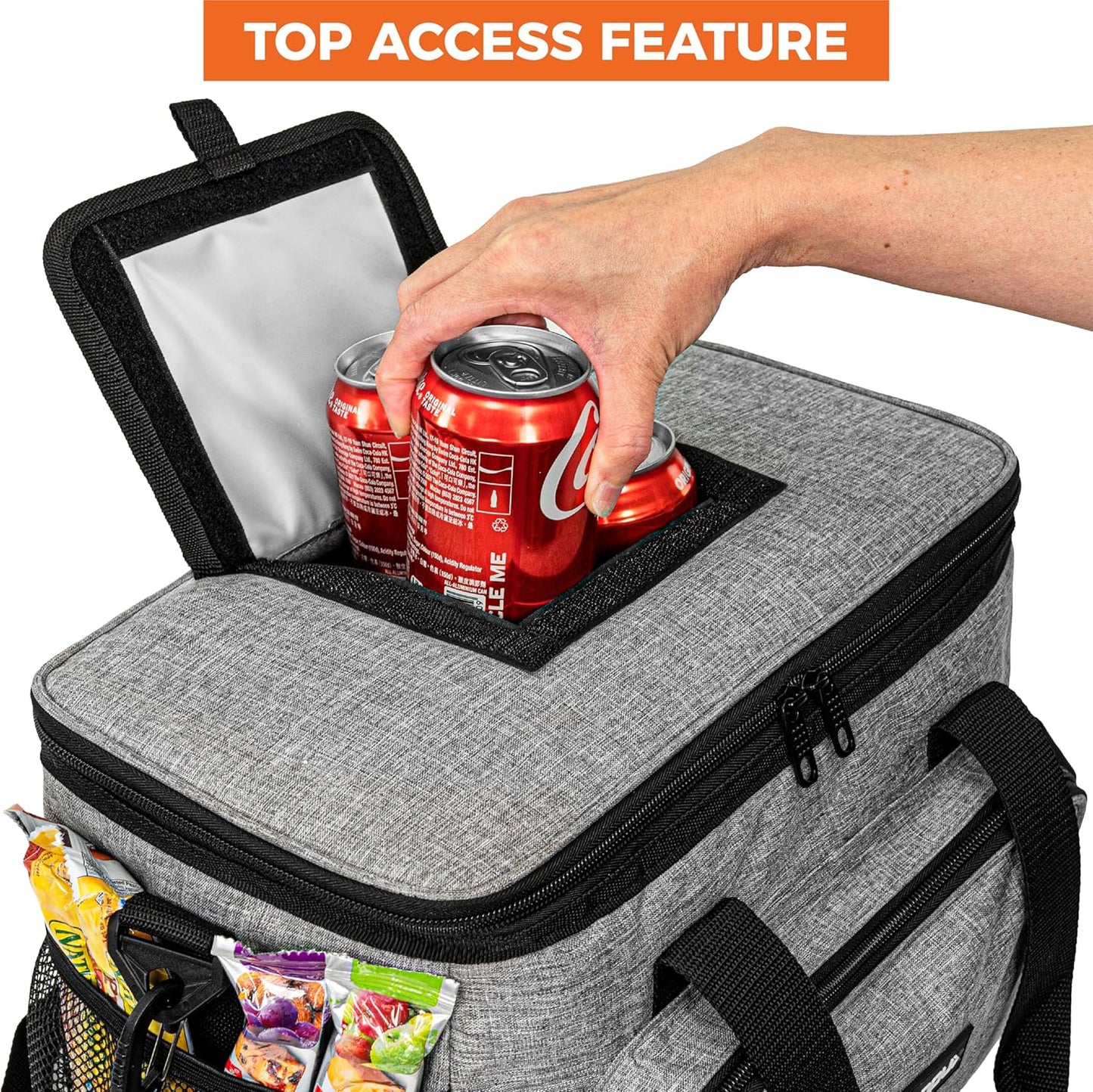 OPUX Soft Cooler Bag, Insulated Collapsible Lunch Cooler Bag for Men Work Camping Beach Travel, Portable Soft Sided Leakproof Waterproof Large Lunch Bag Box with Shoulder Strap 18 Cans, Heather Navy