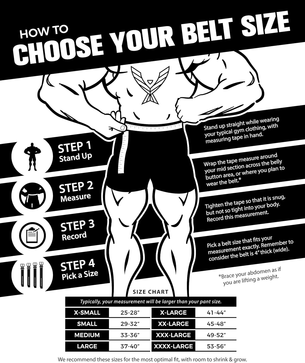 Powerlifting Belt/Weight Lifting Belt - 4 Inches Wide - No Taper for Maximum Support & Protection