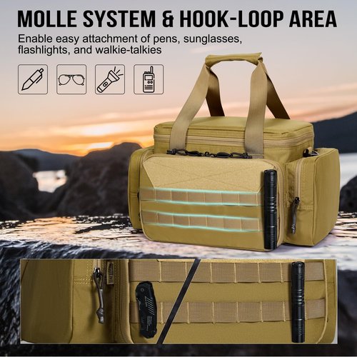 ONETIGRIS Gun Range Bag, Hunting Shooting Range Bags for Handgun with 3 Removable Dividers 6 Elastic Mag Strap, Duffle Bag for Shooting, Fishing, Hiking, Outdoor, Sports