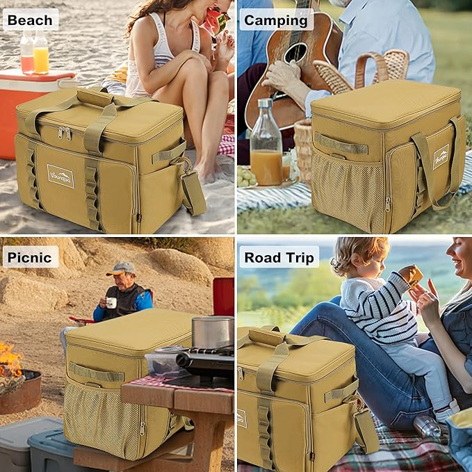 Cooler Bag 48-Can Insulated Leakproof Soft Cooler Large Collapsible Portable Travel Cooler Bags 32L for Picnic, Waterproof Soft Ice Chest for Camping, Beach, Fishing, Outdoor - 32 Quart