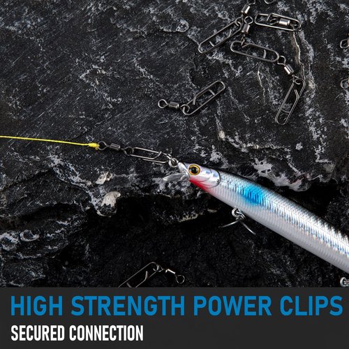 Dr.Fish 20 Pack Fishing Clips with Swivels, Speed Power Clips with Barrel Swivels Quick Change Lure Snap Swivels Fishing Tackle Leader Line Connector for Freshwater & Saltwater 8#
