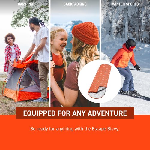 S.O.L. Survive Outdoors Longer SOL Escape Bivvy with Hood - Orange, 60 GSM