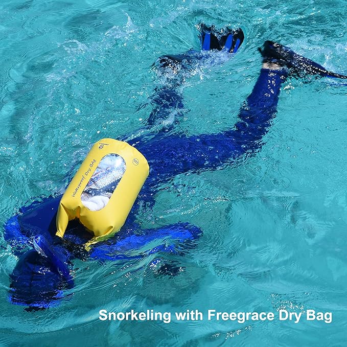 Waterproof Dry Bags Set of 3 Dry Bag with 2 Zip Lock Seals & Detachable Shoulder Strap, Waist Pouch & Phone Case - Can Be Submerged Into Water - for Swimming (Orange, 5L)