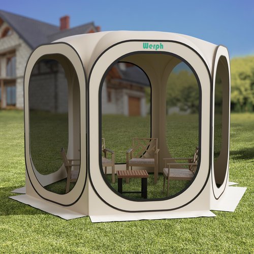 Werph Screen Tent Pop-Up, Portable Tent Canopy with Mesh Mosquito Net, Screen House Room Canopy Shade Screen Houese 10x 10 FT with Carry Bag for Patio, Backyard, Sports & Outdoors Activities, Beige