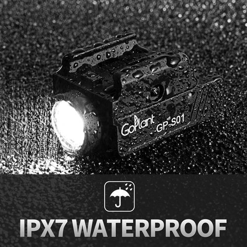 GOPLANT 1350 Lumens Compact Weapon Light Flashlight, Only LED Light Without Laser Aircraft Grade Aluminum Subcompact Pistol Light, Adjustable Rail-Mounted Handgun Light, Type-C Rechargeable (GP-S01)