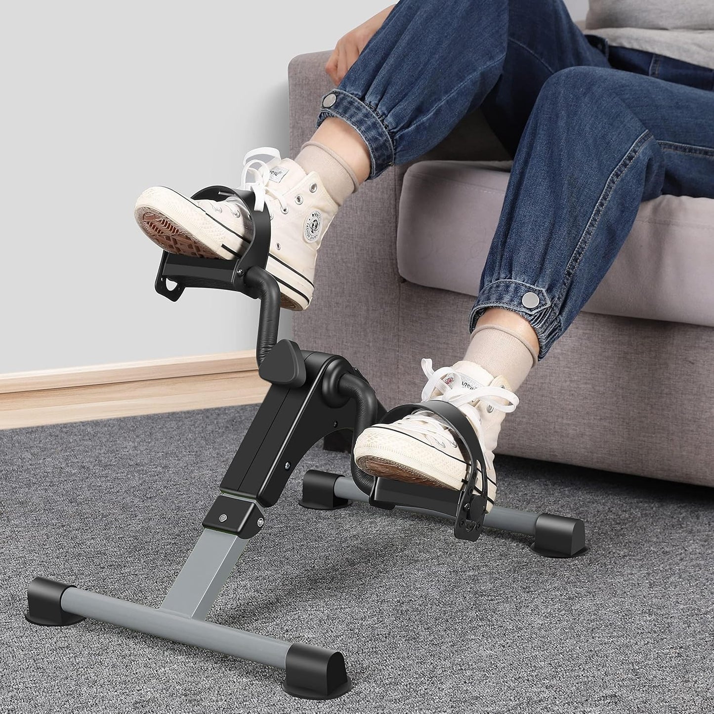 MOMODA Under Desk Pedal Exerciser Mini Bike for Leg/Arm - Foldable Peddler with LCD Display for Home/Office