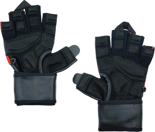 Epic Leather Gym Gloves with Built in 2" Wide Wrist Wraps Grip & Design for Weightlifting Power Lifting Bodybuilding & Strength Training Workout Exercises