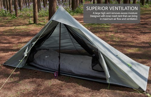 Nature Link Altair One Ultralight Backpacking Tent, 1 Person Trekking Pole Tent, Waterproof, Compact, 3 Season, Double Wall Shelter for Backpacking, Camping, Thru Hiking, Trekking