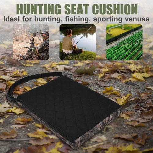 URMONA 1PCS Portable Hunting Seat Cushion, 16.5 x 14.1 x2.3in Thickening Lightweight Outdoor Cushion, Waterproof Sponge Dirty Proof Pad for Hunting, Camping, Stadium, Outdoor Sports(Reed Camouflage)