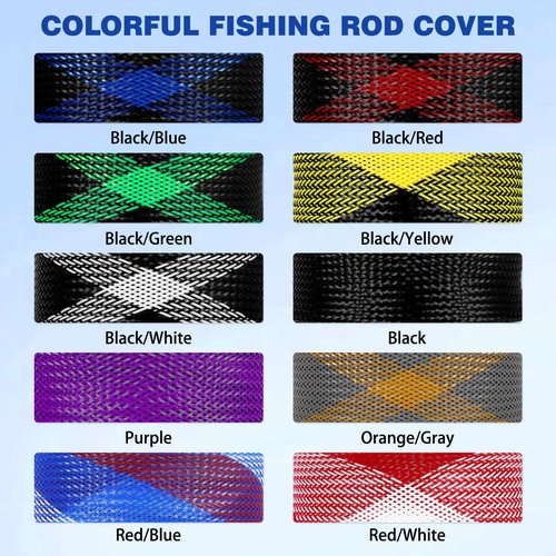 KPEPIX 10PCS Fishing Rod Sleeve with Lanyard-Fishing Pole Sleeve Fishing Rod Cover for Spinning Rod, Baitcasting Rod, Casting Rod, Sea Fishing Rod, Fly Rod and Sea Fishing Rod-Fishing Rod Sock Sleeve