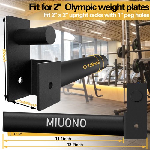 MIUONO Weight Plate Holder and Power Rack Attachments for 2X2 Power Rack Squat Rack Weight Plate Holder Bundle