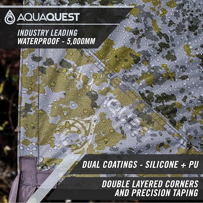AquaQuest Safari Camping Tarp - Lightweight Durable Rain Fly - Waterproof Camping Essentials for Hiking, Backpacking & Hammock, 10 x 10 ft, Boulder Camo