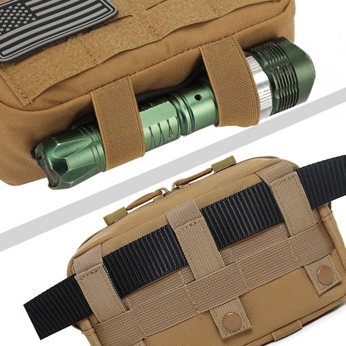 Tactical Molle Horizontal Admin Pouch with Front Drawstring Pocket EMT Pouch EDC Utility Orgaznier Bag (OD Green)