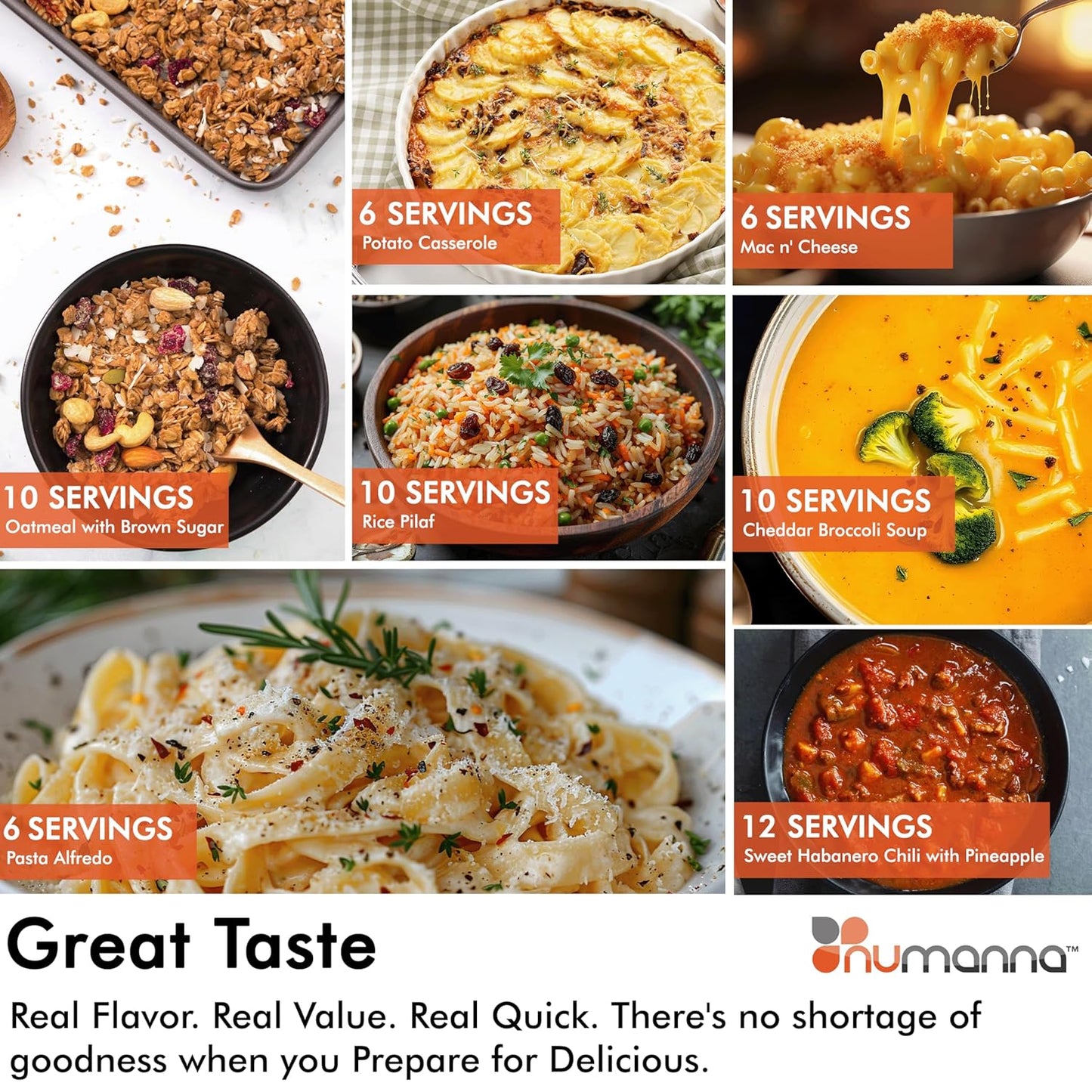 Numanna Family Pack Bucket 144 Servings 1-Month Emergency Meal Kit | Easy-to-Prepare, Non-GMO Freeze-Dried Survival Food | Everyday Meals in Resealable Pouches | Made in USA | 25+ Year Shelf Life