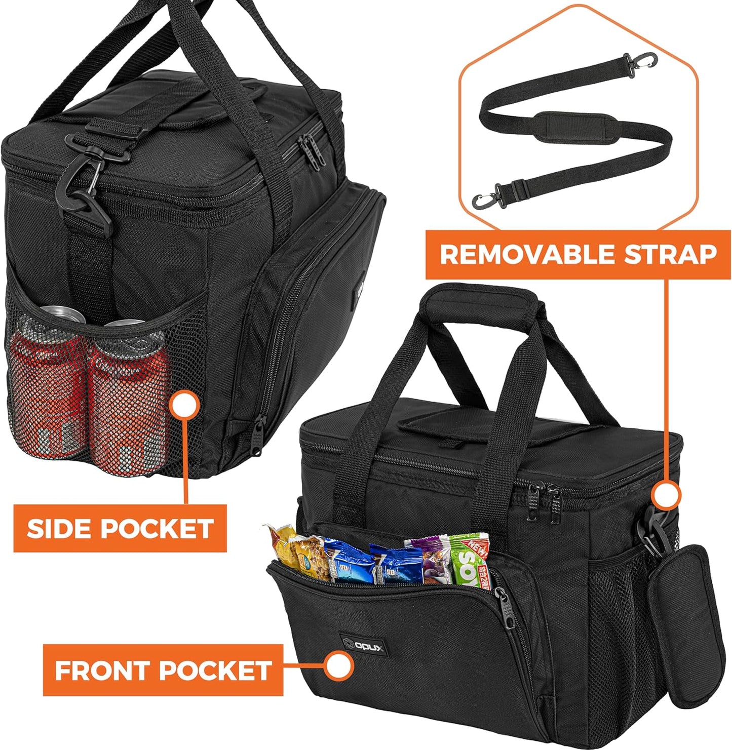 OPUX Soft Cooler Bag, Insulated Collapsible Lunch Cooler Bag for Men Work Camping Beach Travel, Portable Soft Sided Leakproof Waterproof Large Lunch Bag Box with Shoulder Strap 18 Cans, Heather Navy