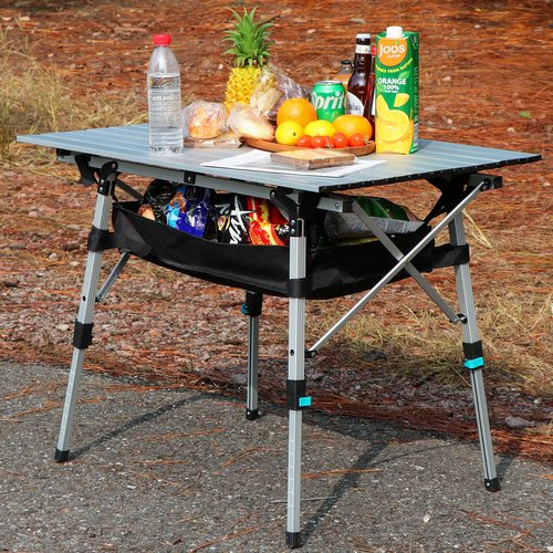 OuterSpa Portable Camping Table with Adjustable Legs, Lightweight Aluminum Folding Table Foldable Table for Outdoor Cooking, Picnic, Beach, Backyards, Rectangular