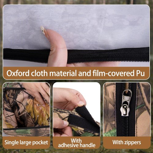 Shupakul 33" x 26" Waterproof Hunting Scent Control Bag-Camouflage Scent Free Tote Bag with Side Pocket-Travel Storage Bag for Hunting Clothes & Accessories Eliminates Odors