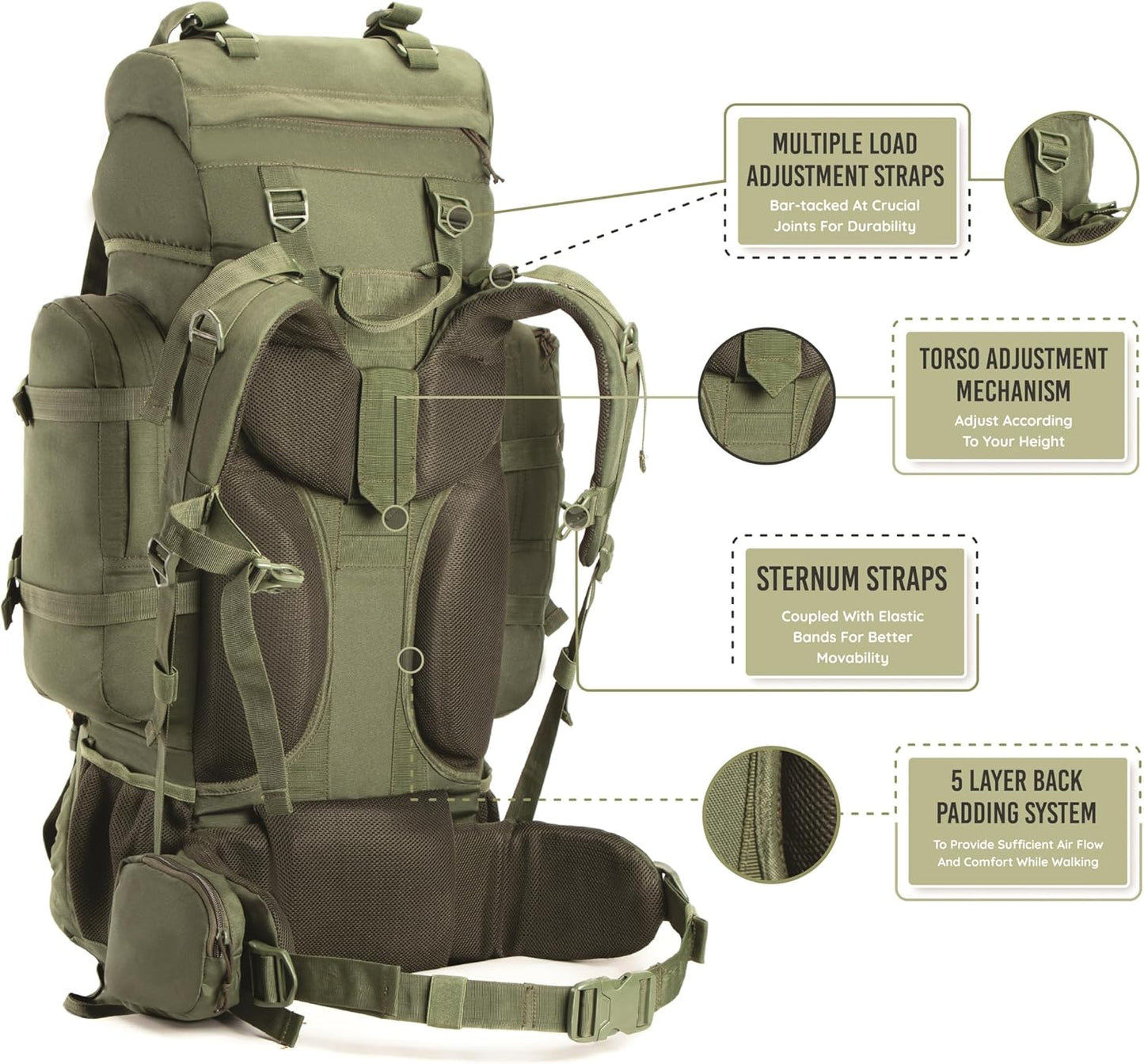 Tripole Colonel 95 Litres Internal Frame Rucksack + Detachable Day Pack, Rain Cover, Black