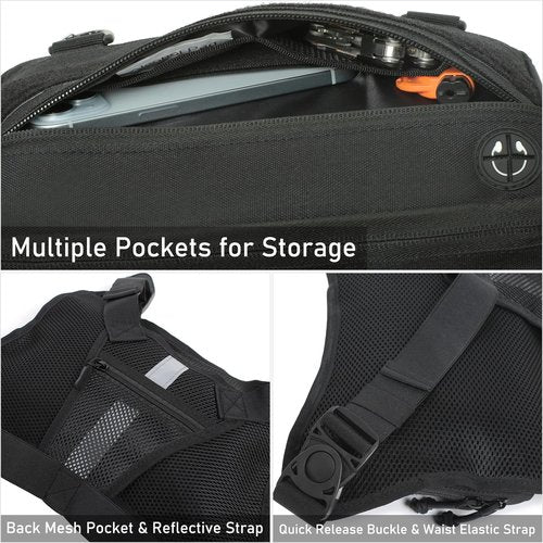 Sports Chest Pack for Men Front Chest Bag Fits Most Pistols Chest Pouch Harness for Running, Hiking, Workouts (Black)