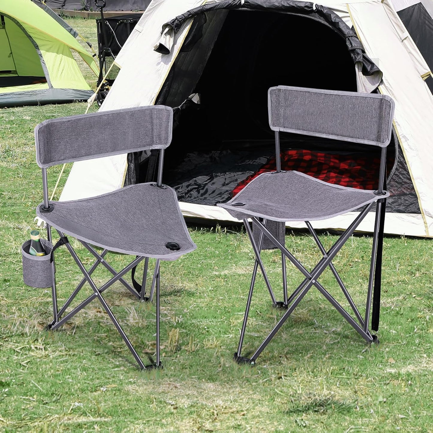 REDCAMP 2 Pack Tripod Hunting Chairs for Blinds, Folding Lightweight Portable Fishing Chair for Adults Hunting Stools with Backrest, Golf Chairs for Spectators, Camo
