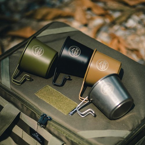Thous Winds 2pcs Stainless Steel Camping Sierra Cup 350ml, Olive-green