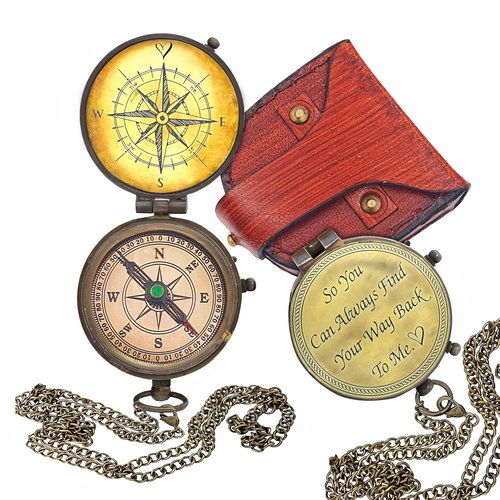 So You Can Always Find Your Way Back to Me Compass - Personalized Working Compass with Leather case, for him/her Bronze for Men- Luxury Gift