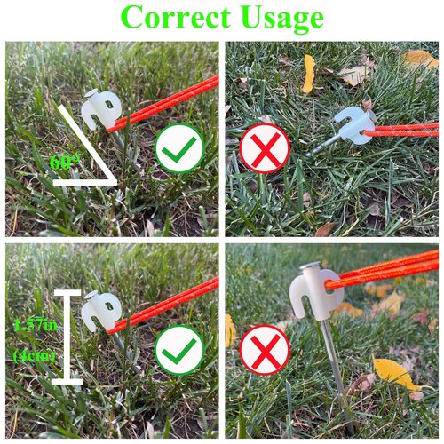 Neehows Tent Stakes, 20PCS Galvanized Ground Stake, 10 Inch Non-Rust Metal Tent Pegs Camping Tent Spikes Anchors for Outdoor Canopy, Yard Stakes for Garden, Hiking -Fluorescent White